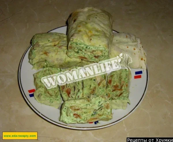 Рулет з лаваша з сьомгою