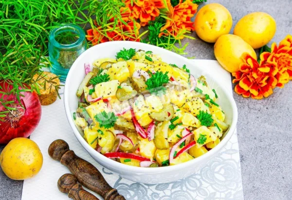 Салат з картоплею та солоними огірками