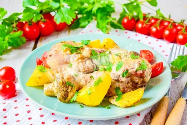 Картопля з шампіньйонами і куркою