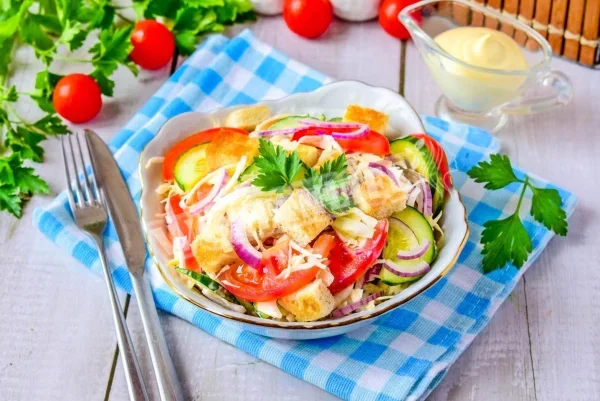 Салат з капустою і грінками