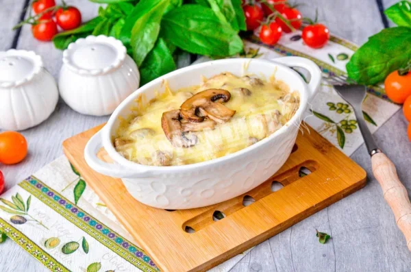Гриби курка сметана сирний жульєн