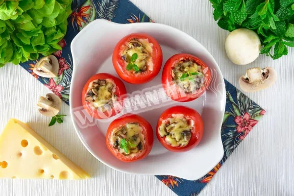 Помідори з грибами в духовці