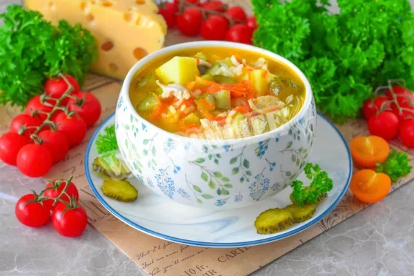 Суп з солоними огірками
