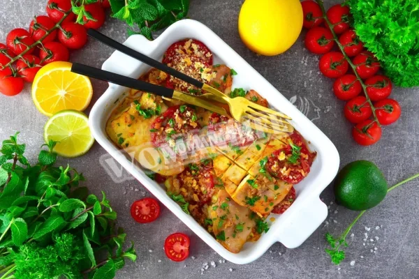 Кальмари з помідорами