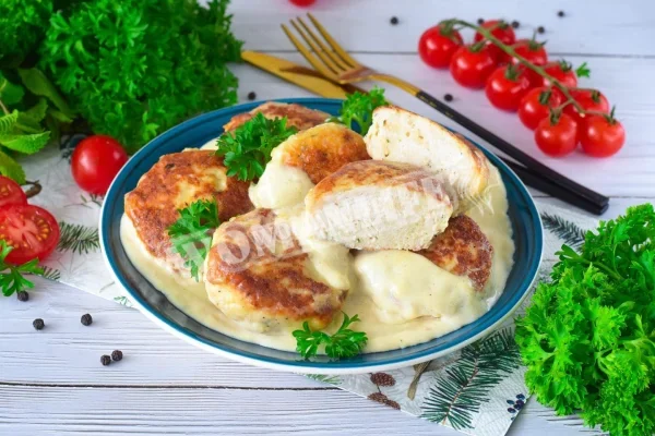 Курячі котлети у вершковому соусі на сковороді