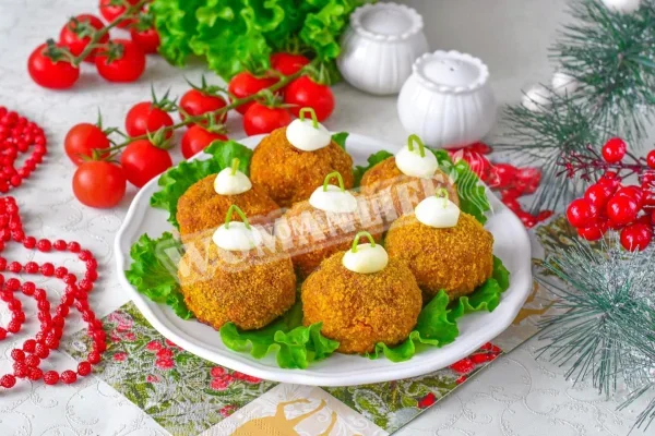 Закуска Новорічні кульки з індичкою та грибами