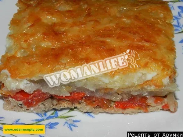 Картопляна запіканка з сиром і помідорами
