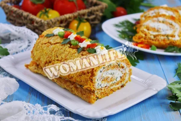 Морквяний закусочний рулет з сиром до святкового столу