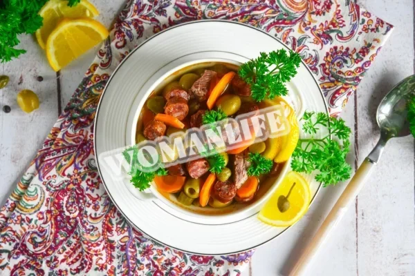 Солянка з копченостями, класичний мішан