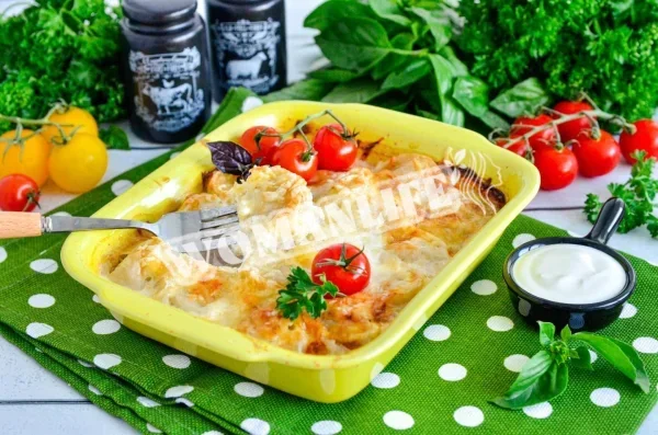 Пельмені, запечені в духовці з майонезом і молоком