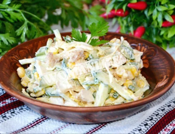 Салат з омлетом і куркою