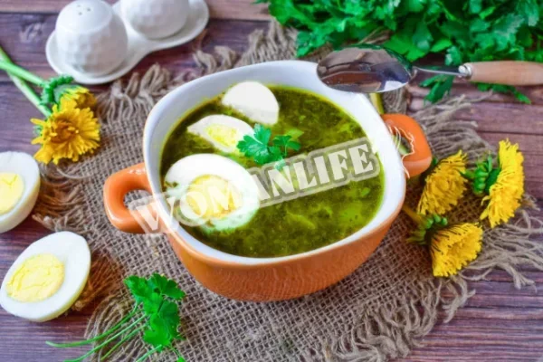Щавлевий суп з м'ясом і яйцем