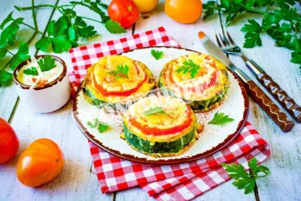 Кабачки з ковбасою і сиром на сковороді