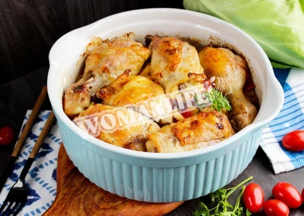 Курка з капустою в духовці