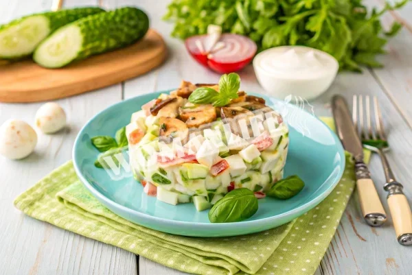 Салат з крабовими паличками і грибами
