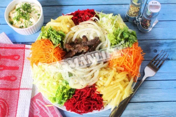 Класичний салат чафан з яловичиною