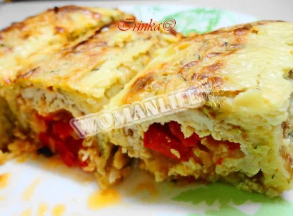 Рулетики з кабачків з курячим філе та овочами в духовці